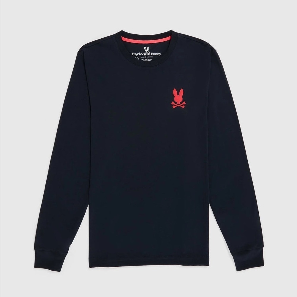 [5/US: M]Psycho Bunny (B6T110W1PC) - Lyons Flocking Long Sleeve Tee - Navy